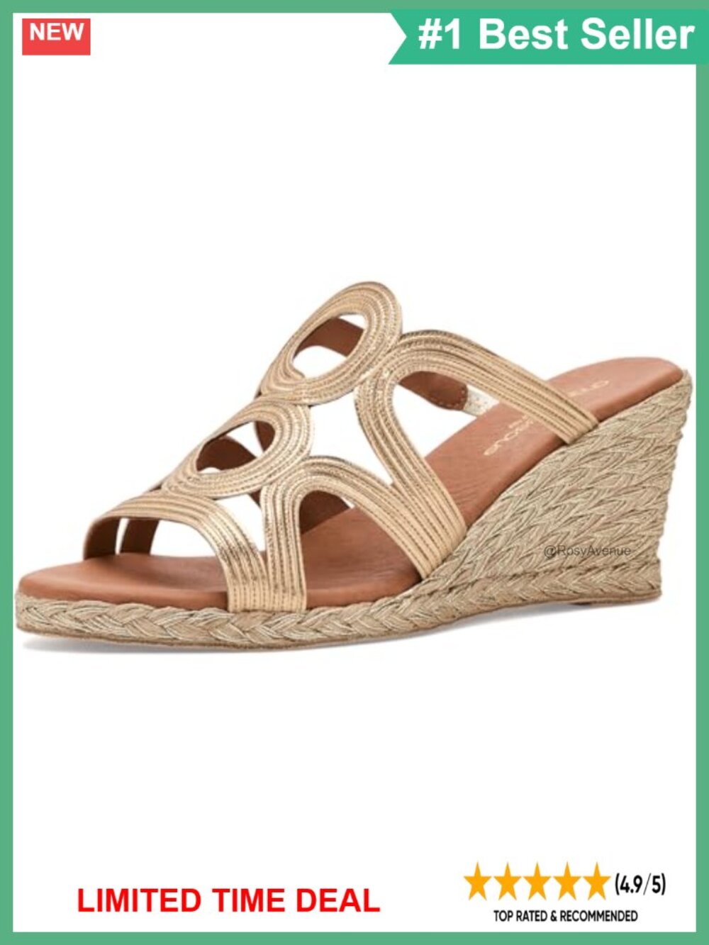 Metallic Nappa PU Wedge Espadrille Slip-On Sandal Platform